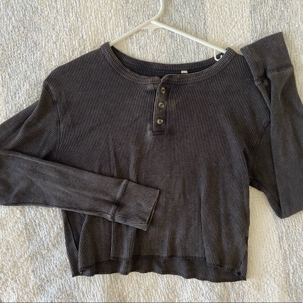 PacSun Me To We Charcoal Waffle Long Sleeve
